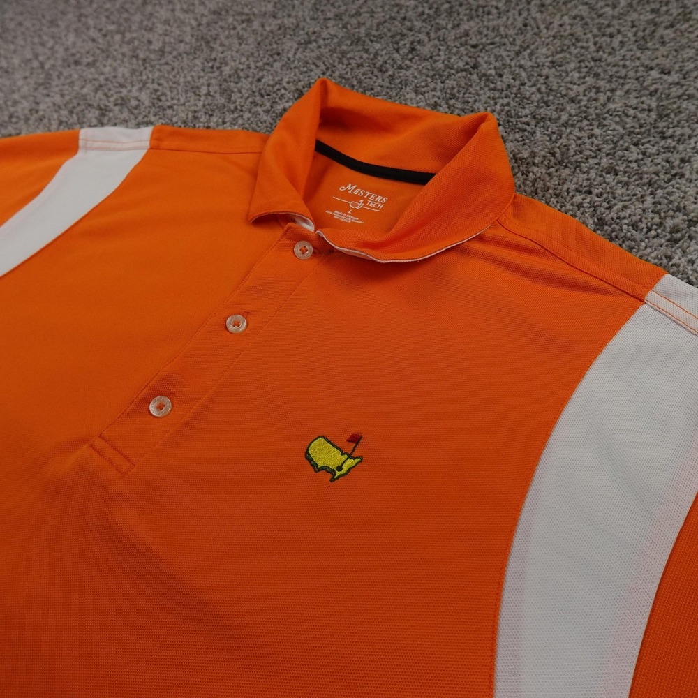 Masters Polo Shirt Mens L Orange Tech Golf Performance Augusta National Stretch